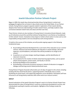 Jewish Education Partner Schools Project