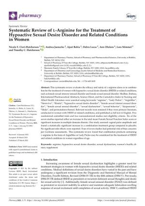 Systematic Review of L-Arginine for the Treatment of Hypoactive Sexual Desire Disorder and Related Conditions in Women