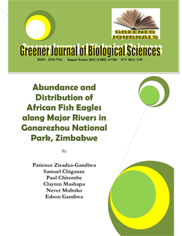 Abundance and Distribution of African Fish Eagles Along Major Rivers in Gonarezhou National Park, Zimbabwe