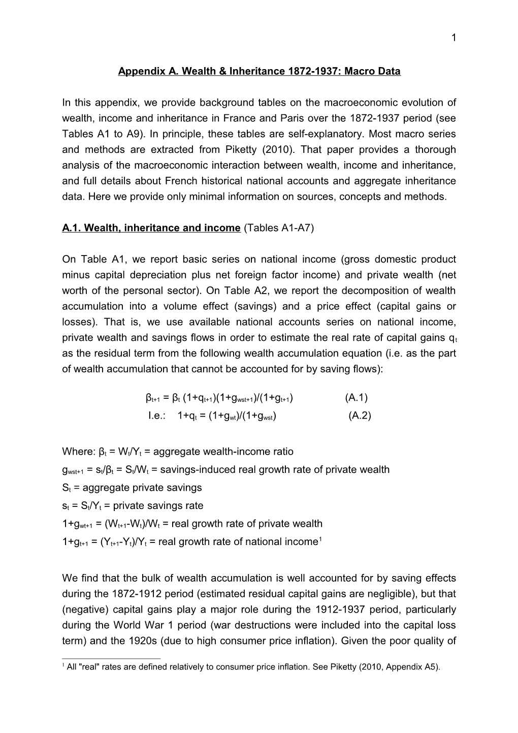 Appendix A. Wealth & Inheritance 1872-1937: Macro Data