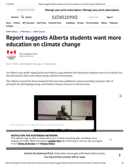 Report Suggests Alberta Students Want More Education on Climate Change | National Post