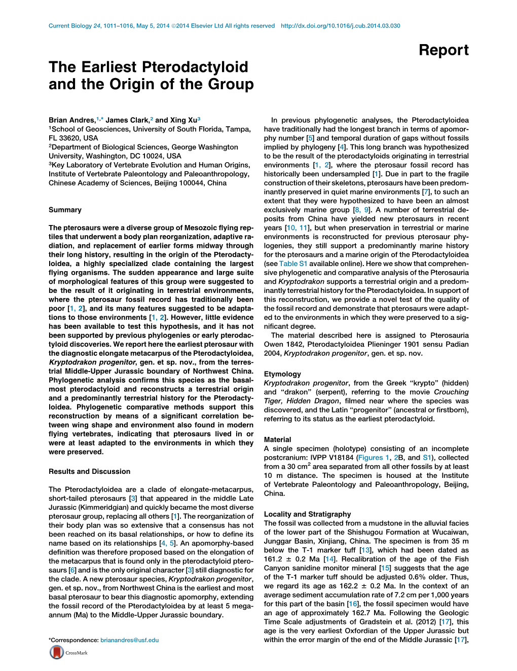 The Earliest Pterodactyloid and the Origin of the Group