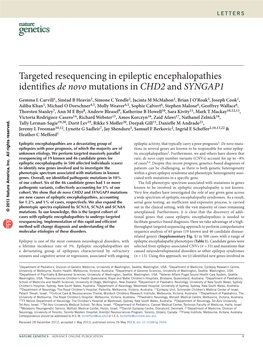 Targeted Resequencing in Epileptic Encephalopathies Identifies De