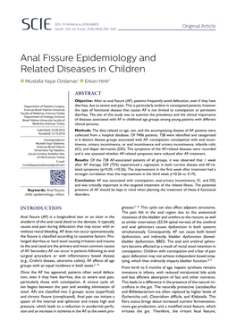 Anal Fissure Epidemiology and Related Diseases in Children