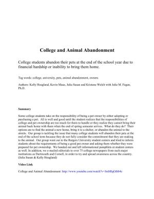 College and Animal Abandonment