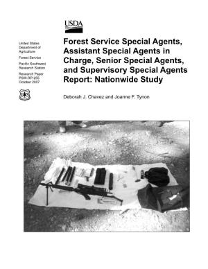 Forest Service Special Agents, Assistant Special Agents in Charge, Senior Special Agents, and Supervisory Special Agents Report: Nationwide Study