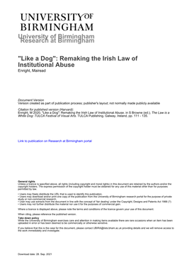 University of Birmingham "Like a Dog": Remaking the Irish Law Of