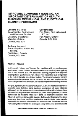 Improving Community Housing, an Important Determinant of Health Through Mechanical and Electrical Training Programs