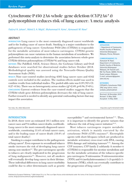 Cytochrome P450 2A6 Whole-Gene Deletion (CYP2A6*4) Polymorphism