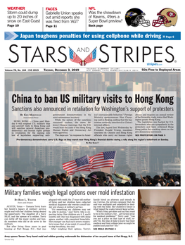 China to Ban US Military Visits to Hong Kong Sanctions Also Announced in Retaliation for Washington’S Support of Protesters