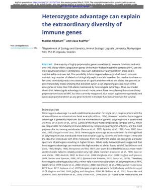 Heterozygote Advantage Can Explain the Extraordinary Diversity of Immune Genes