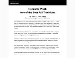 Premieres Week: One of the Best Fall Traditions