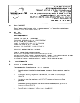 Governing Board Minutes 2/20/2007