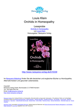 Louis Klein Orchids in Homeopathy Leseprobe Orchids in Homeopathy Von Louis Klein Herausgeber: Narayana Verlag