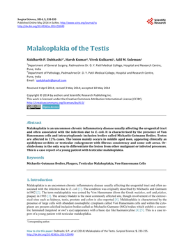 Malakoplakia of the Testis