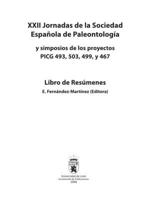 XXII Jornadas De La Sociedad Española De Paleontología