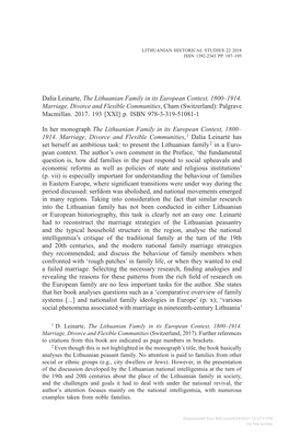 Dalia Leinarte, the Lithuanian Family in Its European Context, 1800–1914