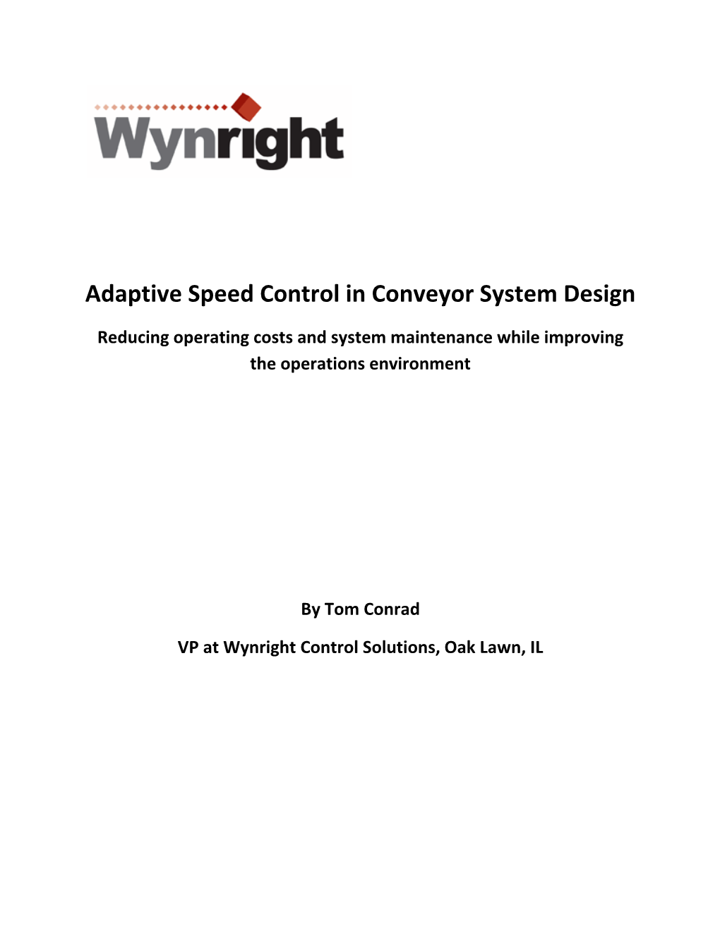 Adaptive Speed Control in Conveyor System Design
