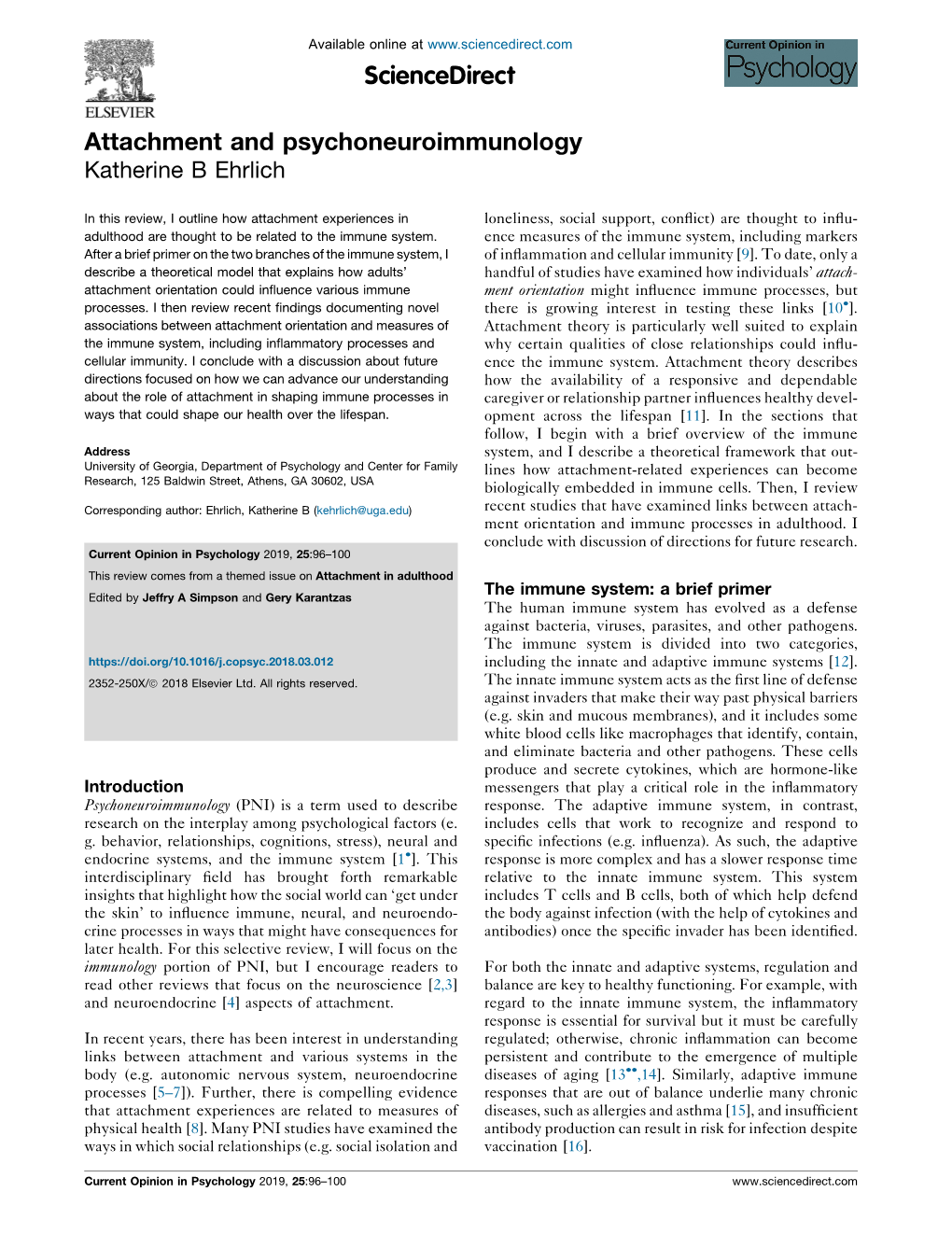 Attachment and Psychoneuroimmunology