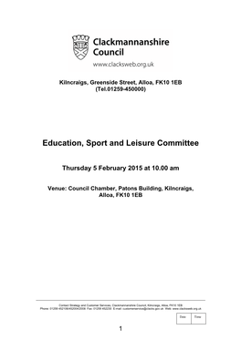 150205 Education Sport and Leisure Committee Agenda