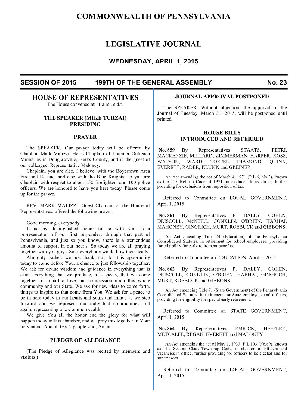 430 Legislative Journal—House April 1