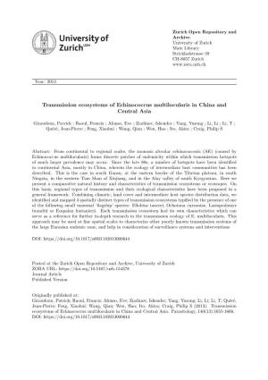 Transmission Ecosystems of Echinococcus Multilocularis in China and Central Asia