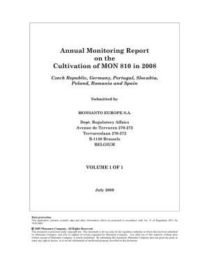 Annual Monitoring Report on the Cultivation of MON 810 in 2008