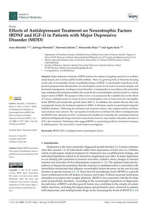 BDNF and IGF-1) in Patients with Major Depressive Disorder (MDD)