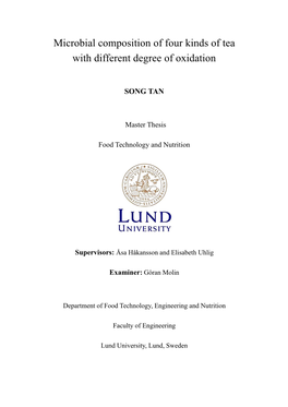 Microbial Composition of Four Kinds of Tea with Different Degree of Oxidation
