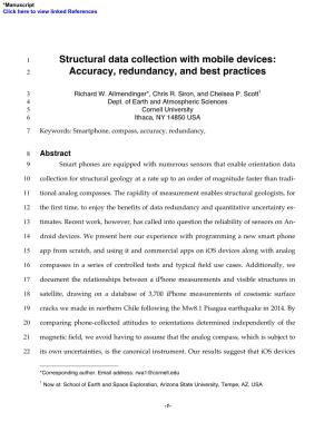 Structural Data Collection with Mobile Devices: Accuracy, Redundancy
