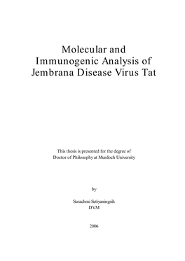 Molecular and Immunogenic Analysis of Jembrana Disease Virus Tat