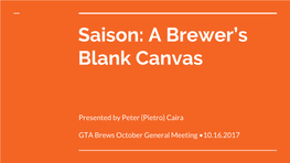Saison: a Brewer's Blank Canvas
