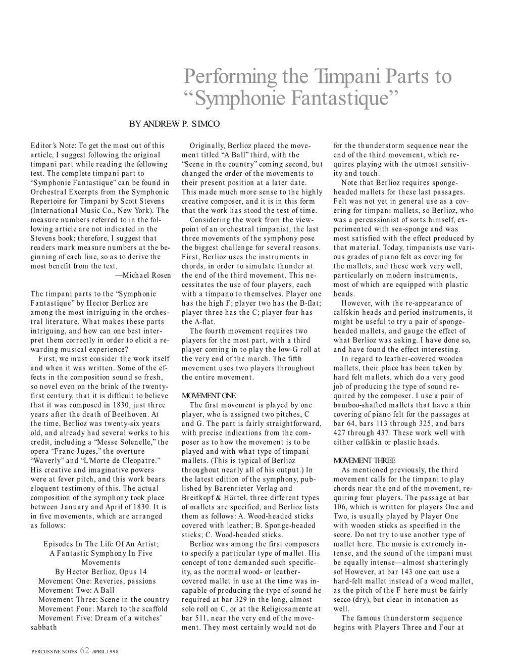Performing the Timpani Parts to "Symphonie Fantastique"