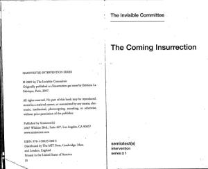 Invisible Committee the Coming Insurrection Pt01