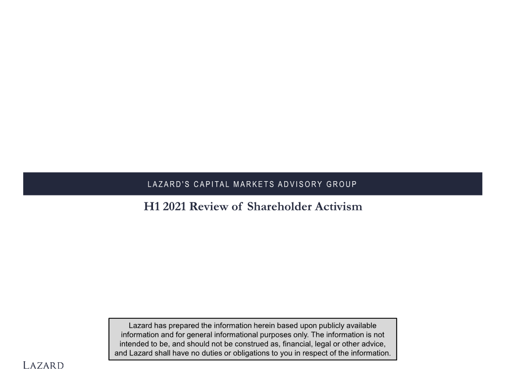 H1 2021 Review of Shareholder Activism
