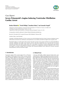 Case Report Severe Prinzmetal's Angina Inducing Ventricular