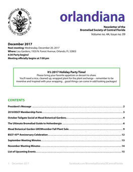 December 2017 Next Meeting: Wednesday, December 20, 2017 Where: Leu Gardens, 1920 N