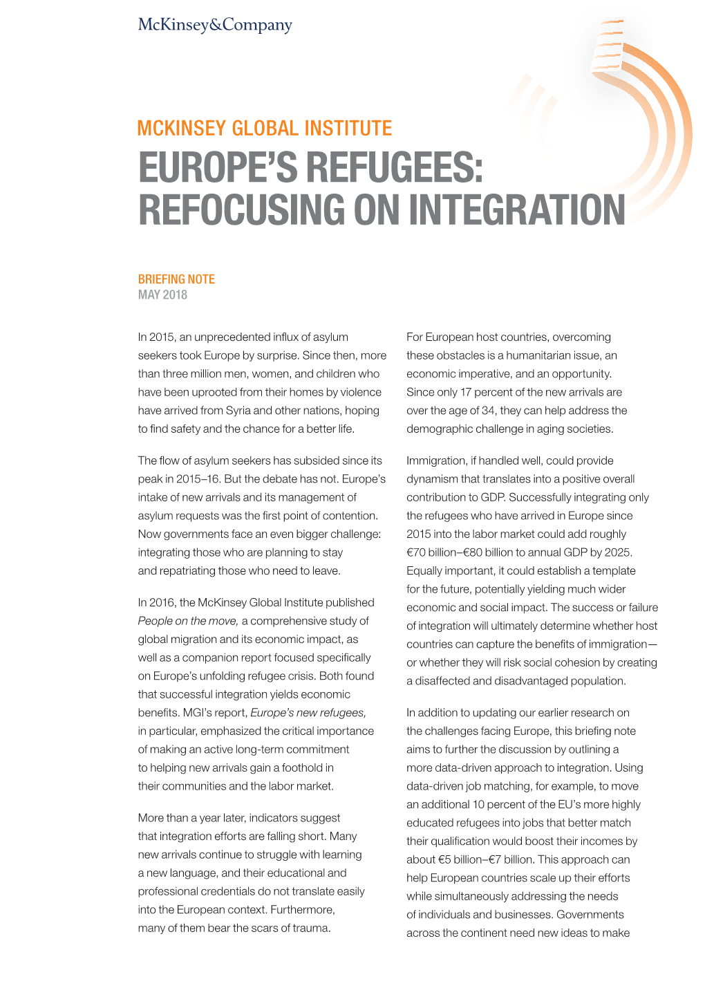 Europe's Refugees: Refocusing on Integration