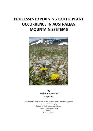 Processes Explaining Exotic Plant Occurrence in Australian Mountain Systems