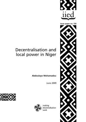Decentralisation and Local Power in Niger