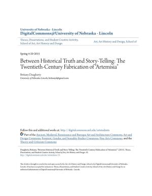 The Twentieth-Century Fabrication of “Artemisia” Britiany Daugherty University of Nebraska-Lincoln, Britianyd@Gmail.Com