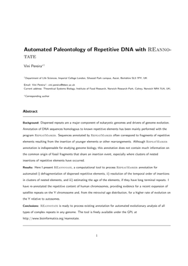 Automated Paleontology of Repetitive DNA with Reanno- Tate