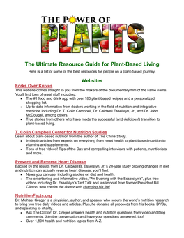 The Ultimate Resource Guide for Plant-Based Living Here Is a List of Some of the Best Resources for People on a Plant-Based Journey