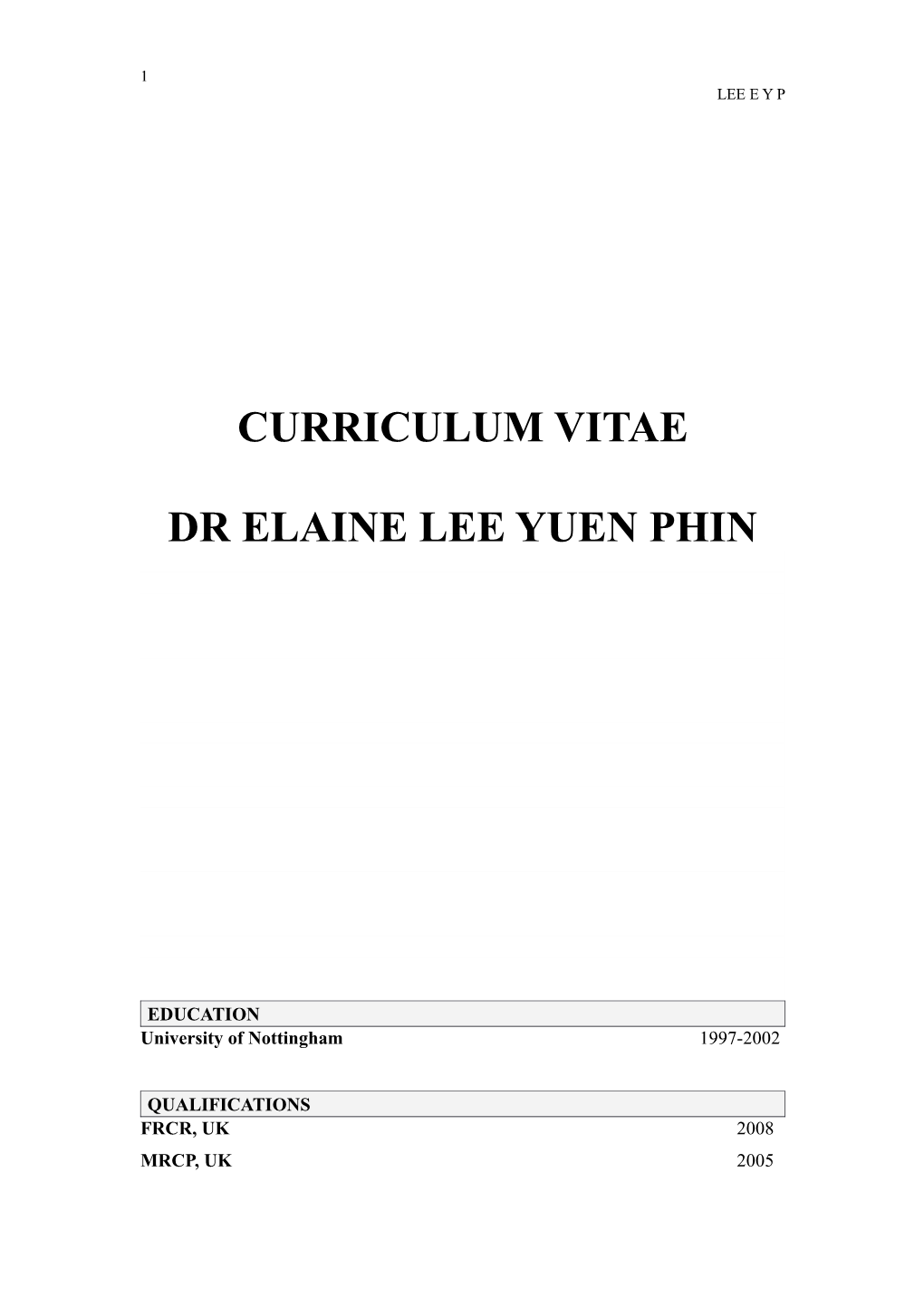 Dr Elaine Lee Yuen Phin