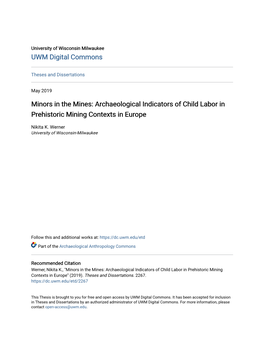 Archaeological Indicators of Child Labor in Prehistoric Mining Contexts in Europe