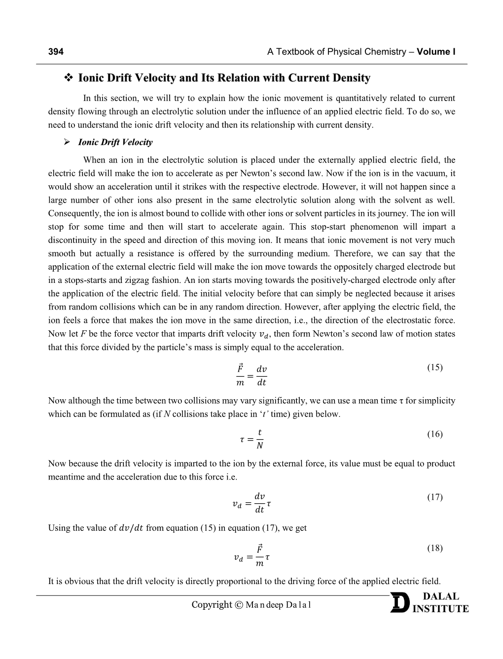 Ionic Drift Velocity and Its Relation with Current Density