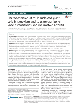 Characterization of Multinucleated Giant Cells in Synovium And