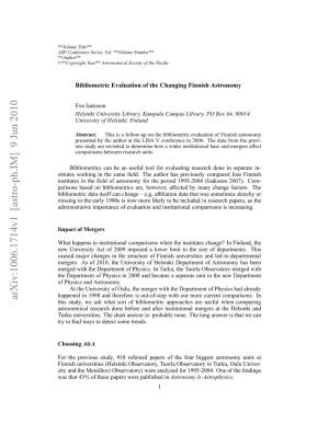 Bibliometric Evaluation of the Changing Finnish Astronomy 3