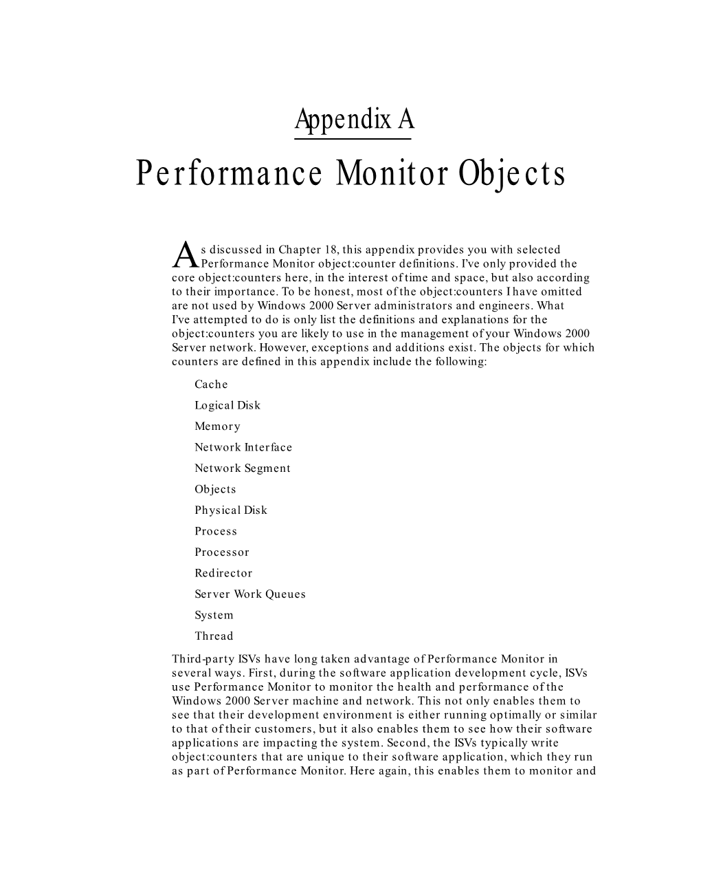 Performance Monitor Objects