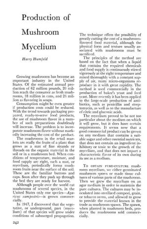 PRODUCTION of MUSHROOM MYCELIUM 243 for the Submerged Propagation of Stag(I